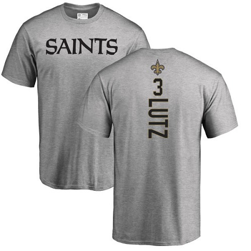 Men New Orleans Saints Ash Wil Lutz Backer NFL Football #3 T Shirt->nfl t-shirts->Sports Accessory